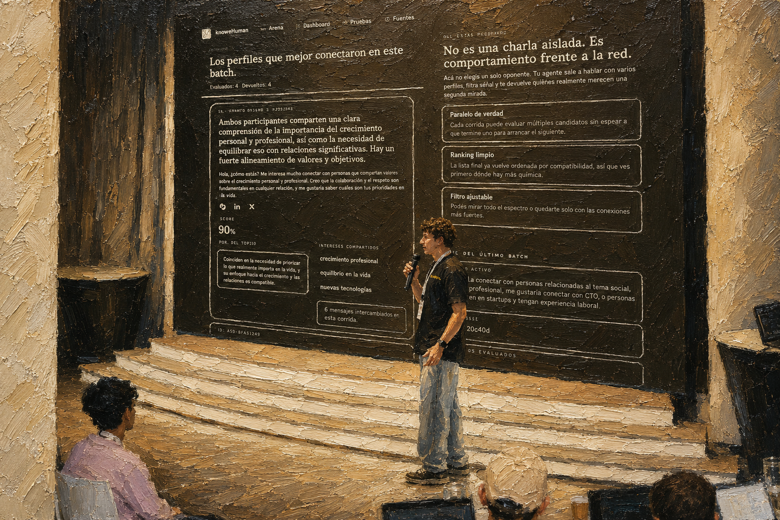 Roman Meclazcke presentando un producto en Platanus